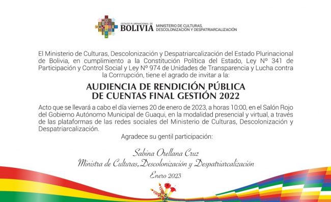 Ministerio de Culturas Descolonización y Despatriarcalización