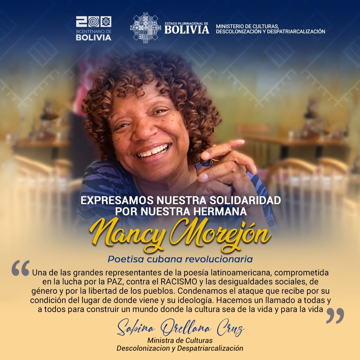 MCDyD expresa solidaridad con la poeta revolucionaria cubana Nancy Morejón