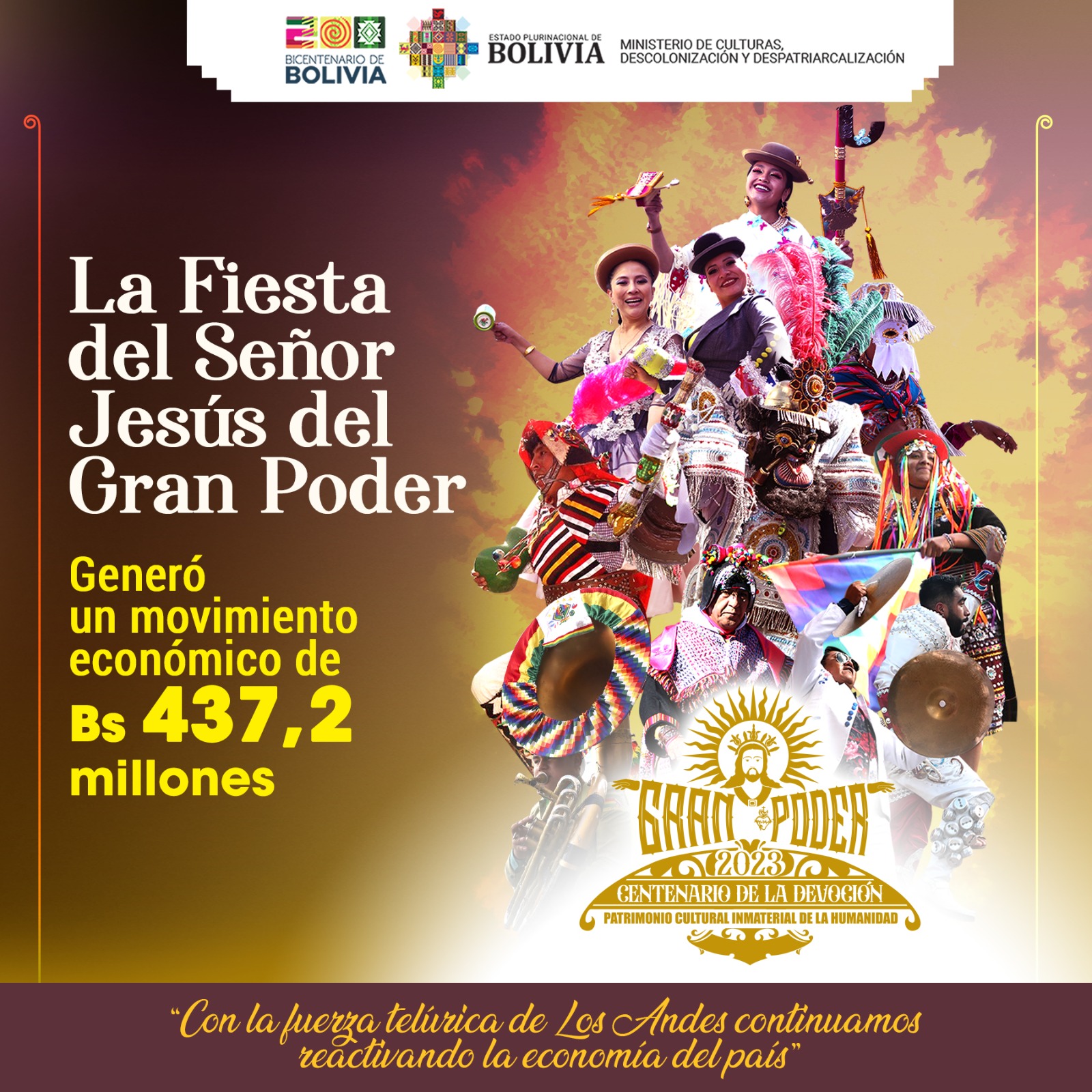 FIESTA DEL GRAN PODER GENERA UN MOVIMIENTO ECONÓMICO DE MAS 437 MILLONES DE BS. FIESTA DEL GRAN PODER GENERA UN MOVIMIENTO ECONÓMICO DE MAS 437 MILLONES DE BS.