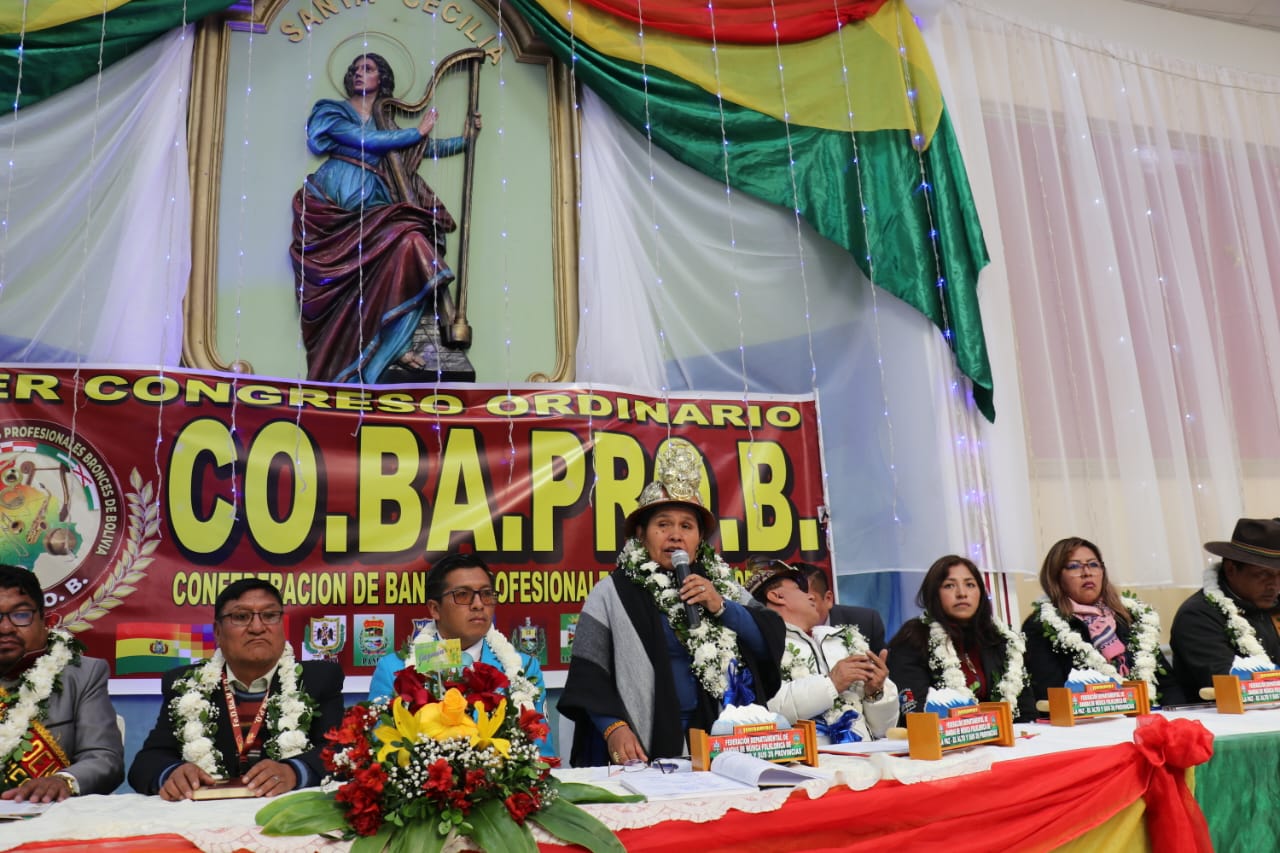 Oruro: Ministra de Culturas inagura el Primer Congreso Ordinario de la Confederación de Bandas Prosefesionales en Bronces de Bolivia.