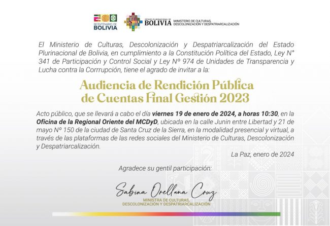 Ministerio de Culturas Descolonización y Despatriarcalización