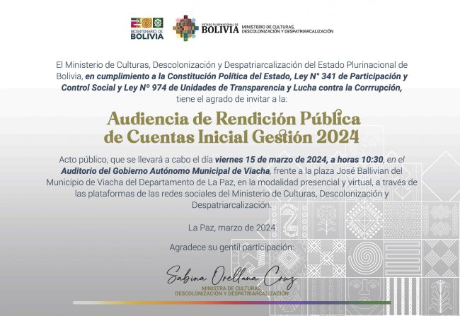 Ministerio de Culturas Descolonización y Despatriarcalización