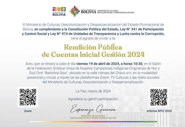 Ministerio de Culturas Descolonización y Despatriarcalización