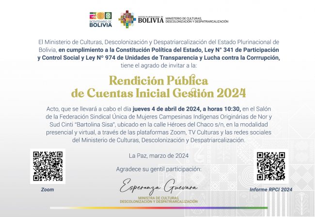 Ministerio de Culturas Descolonización y Despatriarcalización
