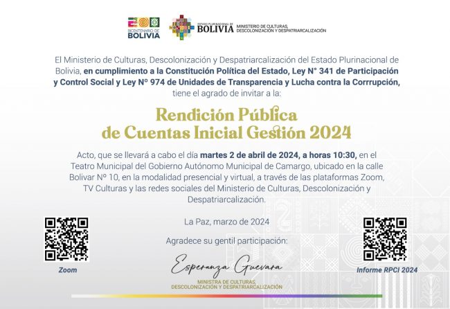 Ministerio de Culturas Descolonización y Despatriarcalización